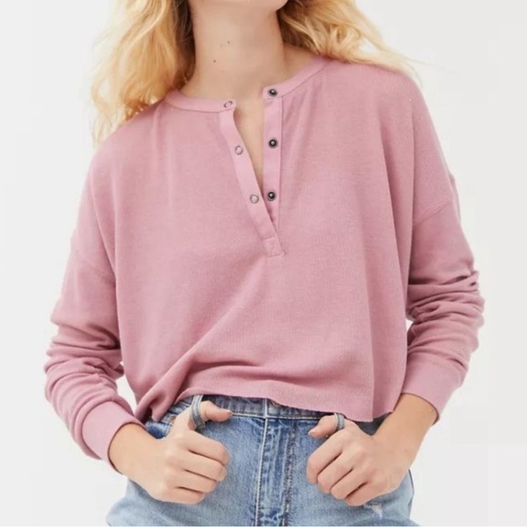 Urban Outfitters Emmy Henley Long Sleeve ( Out From Under) plum pink - Picture 1 of 8
